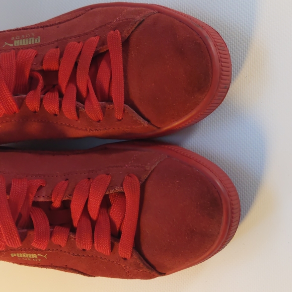 Puma Suede 7 Women's Suede Retro Classic (6 Children's) Red Suede Shoes - Picture 11 of 11